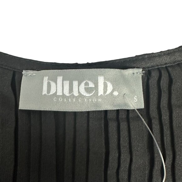 Blue b. Black Long Sleeve Pleated Top Rhinestone Drawstring Detail Size S - Picture 5 of 8